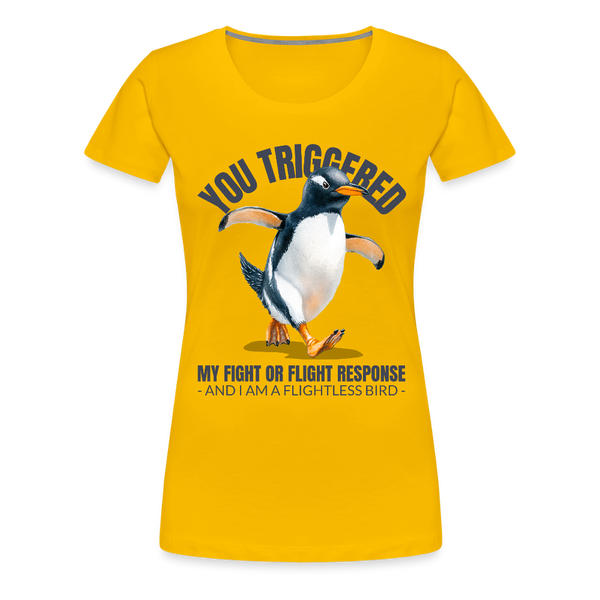 Funny Penguin Fight or Flight Bird Women’s Premium T-Shirt - sun yellow