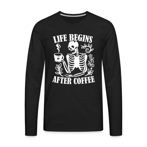 Life Begins After Coffee Men's Premium Long Sleeve T-Shirt - black