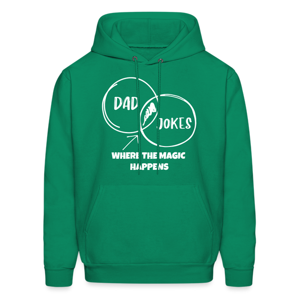 Dad Jokes Where the Magic Happens Funny Men's Hoodie - kelly green