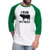 I Rub My Meat BBQ Cow Baseball T-Shirt