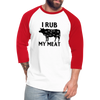 I Rub My Meat BBQ Cow Baseball T-Shirt