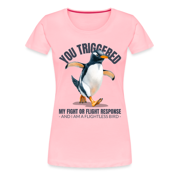 Funny Penguin Fight or Flight Bird Women’s Premium T-Shirt - pink