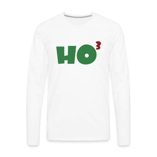 Ho to the Third Power Men's Premium Long Sleeve T-Shirt - white