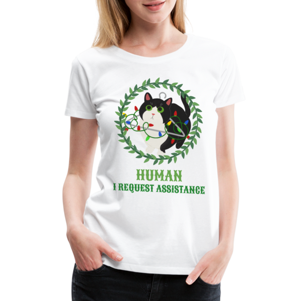 Funny Christmas Cat Women’s Premium T-Shirt - white