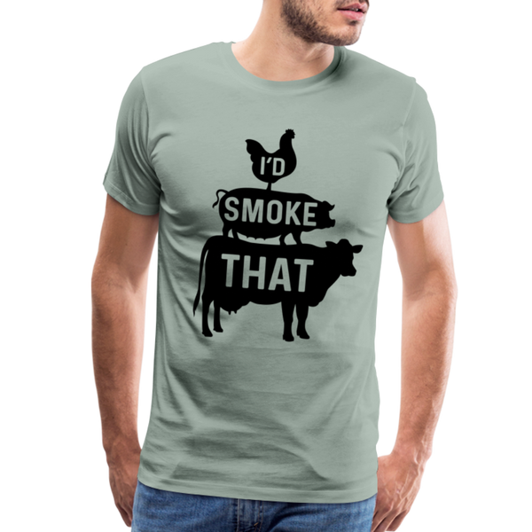 I'd Smoke That Funny BBQ Men's Premium T-Shirt - steel green