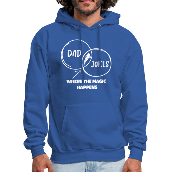 Dad Jokes Where the Magic Happens Funny Men's Hoodie - royal blue