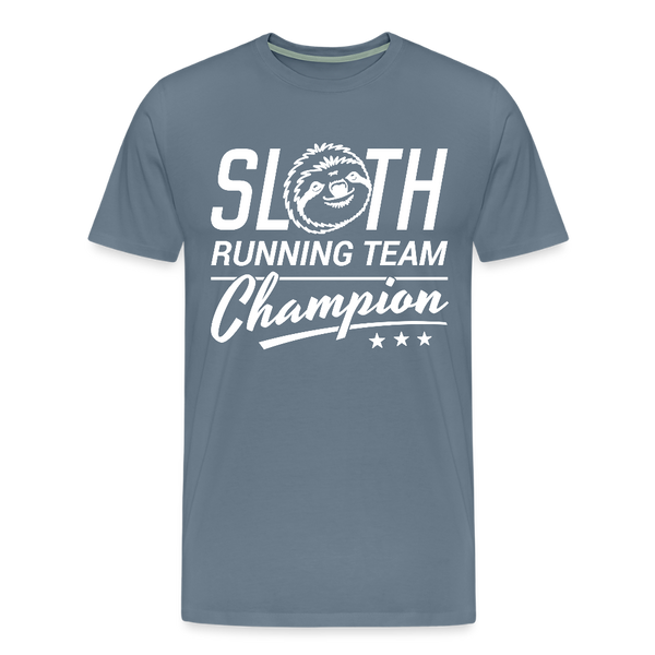 Sloth Running Team Champion Men's Premium T-Shirt - steel blue