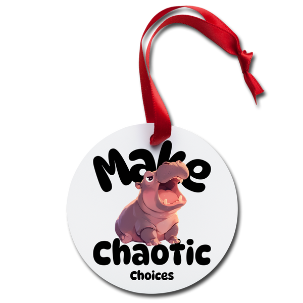 Baby Hippo Make Chaotic Choices Funny Holiday Ornament - white