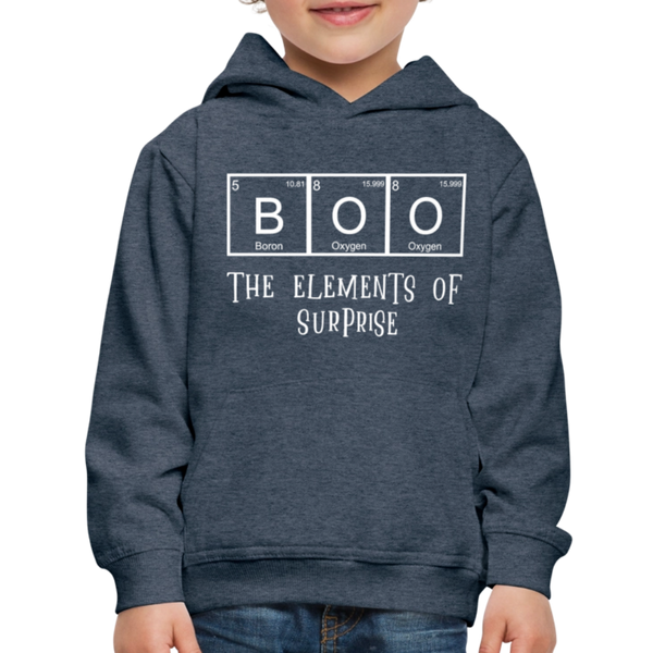 BOO the Elements of Surprise Dad Jokes Halloween Kids‘ Premium Hoodie - heather denim