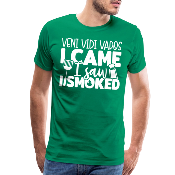 Veni Vidi Vapos I Came I Saw I Smoked: BBQ Smoker Men's Premium T-Shirt - kelly green