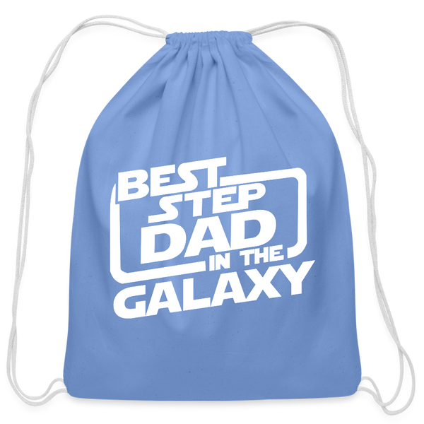 Best Step Dad in the Galaxy Cotton Drawstring Bag - carolina blue