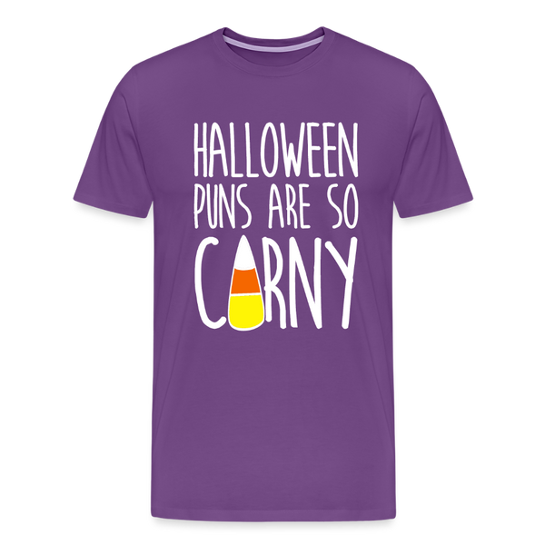 Halloween Puns are so Corny Men's Premium T-Shirt - purple