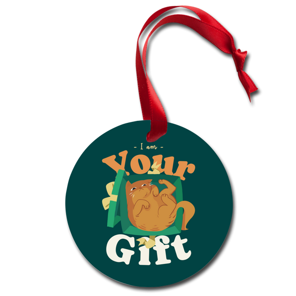 Funny Cat I Am Your Gift Holiday Ornament - white