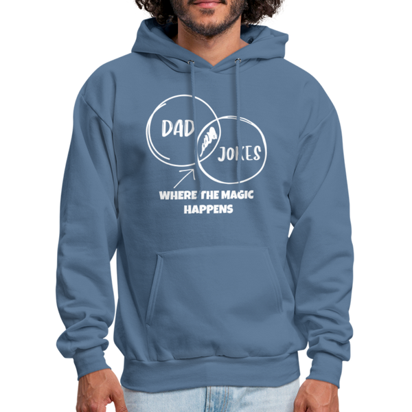 Dad Jokes Where the Magic Happens Funny Men's Hoodie - denim blue