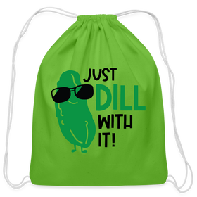 Just Dill with It! Pickle Food Pun Cotton Drawstring Bag