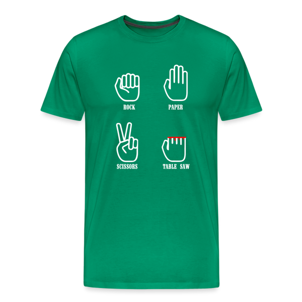 Rock, Paper, Scissors, Table Saw Funny Men's Premium T-Shirt - kelly green