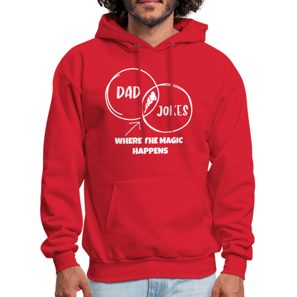 Dad Jokes Where the Magic Happens Funny Men's Hoodie - red