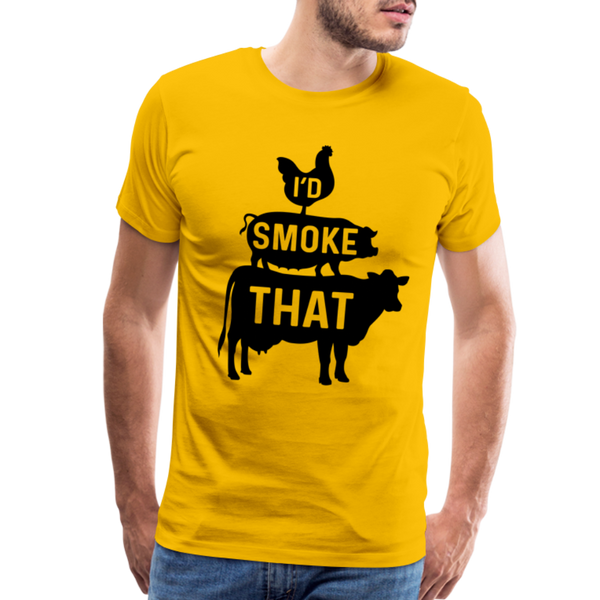 I'd Smoke That Funny BBQ Men's Premium T-Shirt - sun yellow