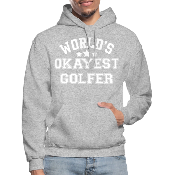 World's Okayest Golfer Gildan Heavy Blend Adult Hoodie - heather gray