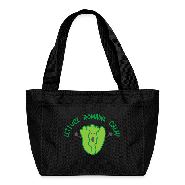 Lettuce Romaine Calm! Salad Food Pun Lunch Bag - black