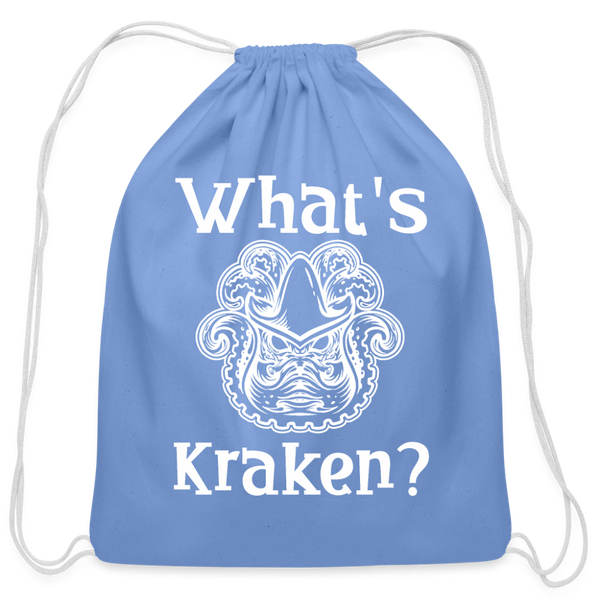 What's Kraken? Cotton Drawstring Bag - carolina blue