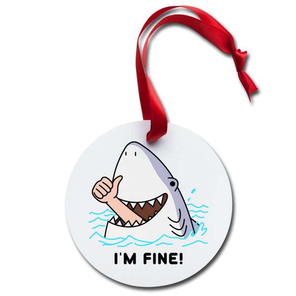 Funny I'm Fine Shark Holiday Ornament - white