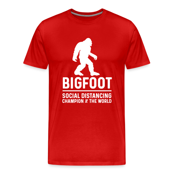 Bigfoot Social Distancing Champion of the World Men's Premium T-Shirt - red