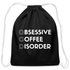 Funny Obsessive Coffee Disorder Cotton Drawstring Bag - black