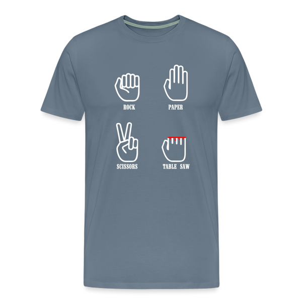 Rock, Paper, Scissors, Table Saw Funny Men's Premium T-Shirt - steel blue