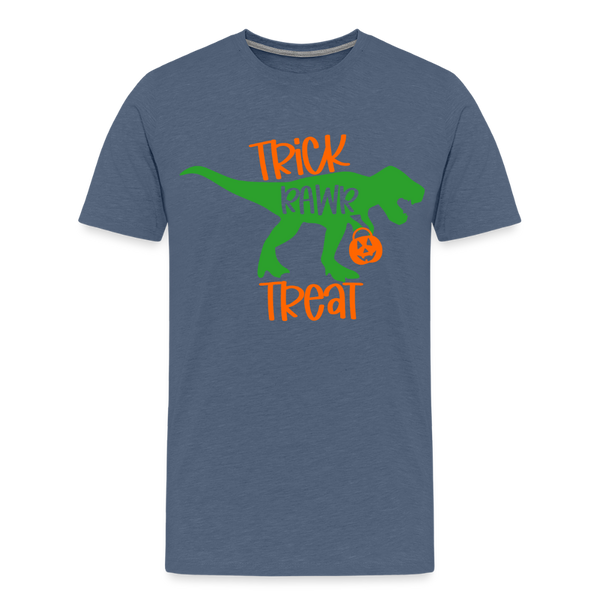 Trick Rawr Treat Dinosaur Halloween Men's Premium T-Shirt - heather blue