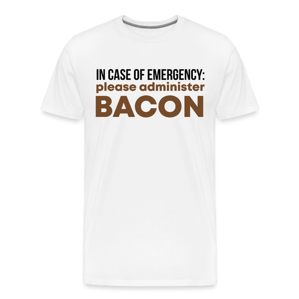 In Case of Emergency Please Adminster Bacon Men's Premium T-Shirt - white