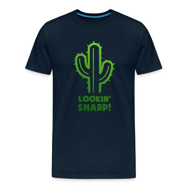 Lookin' Sharp! Cactus Pun Men's Premium T-Shirt - deep navy