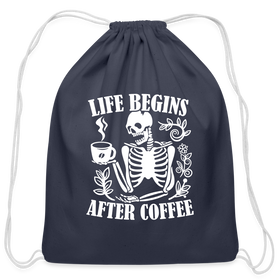 Life Begins After Coffee Cotton Drawstring Bag