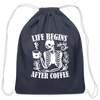Life Begins After Coffee Cotton Drawstring Bag