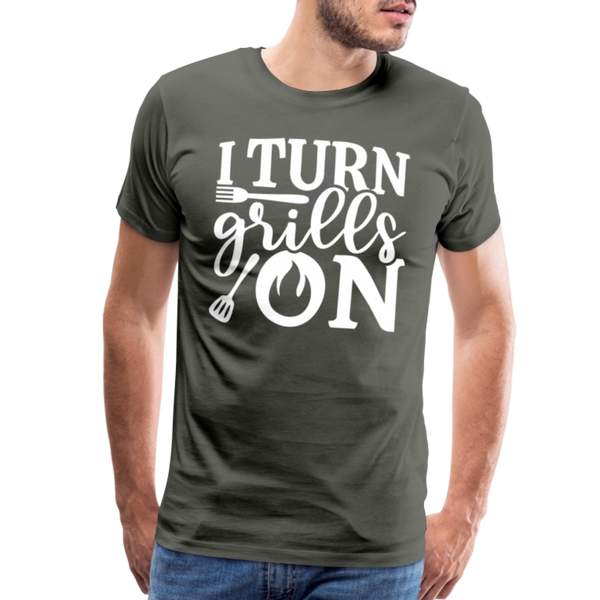 I Turn Grills On Funny BBQ Grilling Men's Premium T-Shirt - asphalt gray