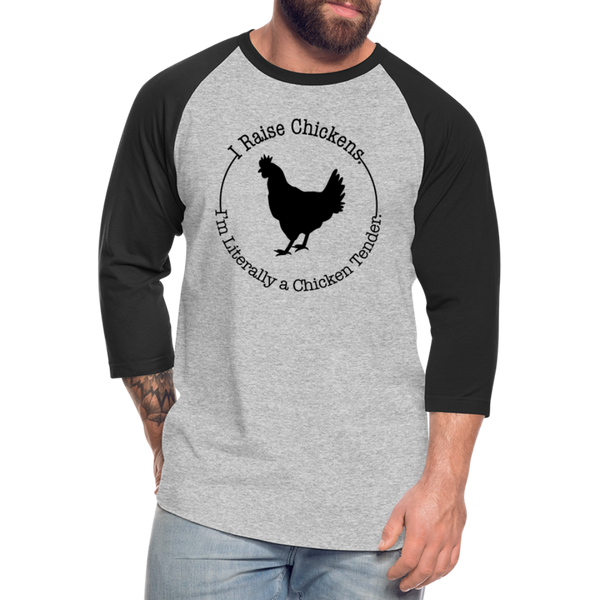 Chicken Tender Funny Baseball T-Shirt - heather gray/black