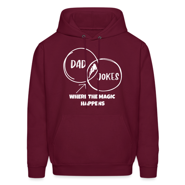 Dad Jokes Where the Magic Happens Funny Men's Hoodie - burgundy