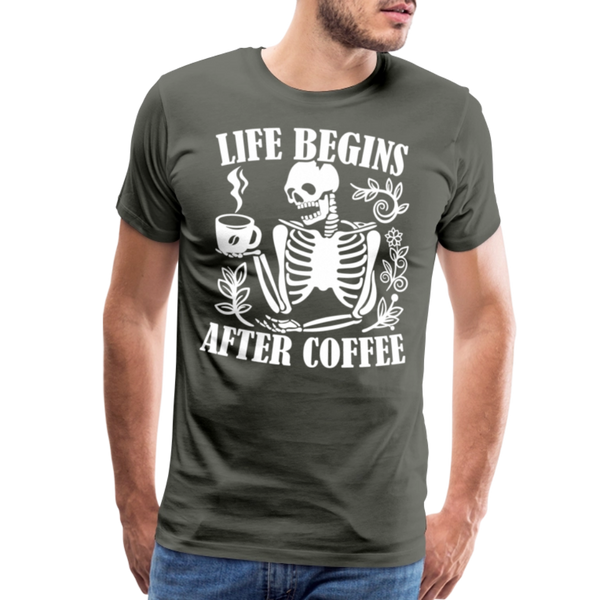 Life Begins after Coffee Men's Premium T-Shirt - asphalt gray