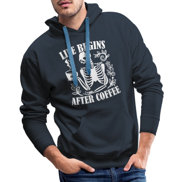 Life Begins After Coffee Men’s Premium Hoodie - navy