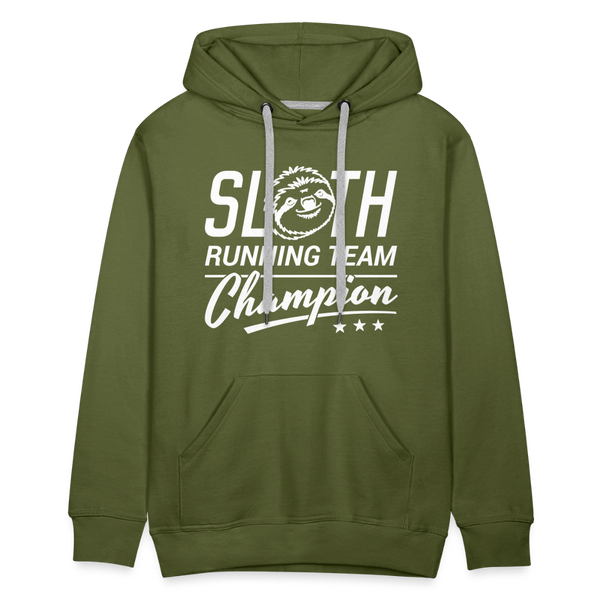 Sloth Running Team Champion Men’s Premium Hoodie - olive green