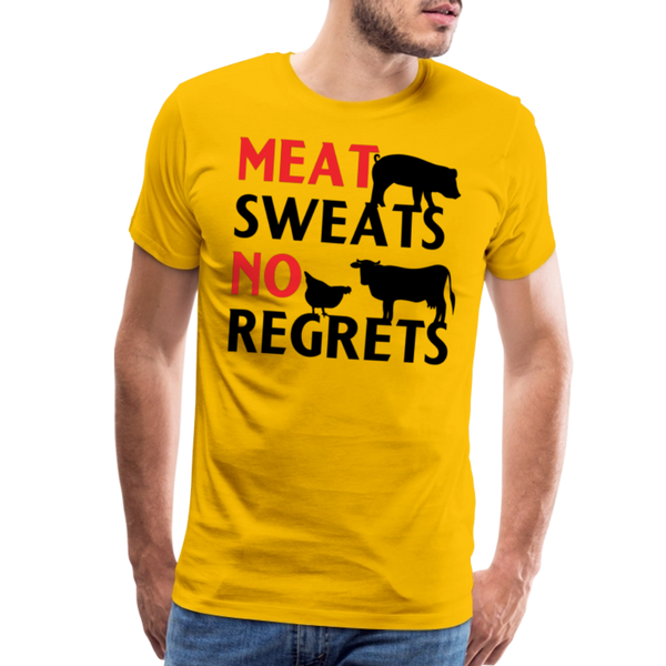 Meat Sweats No Regrets BBQ Men's Premium T-Shirt - sun yellow