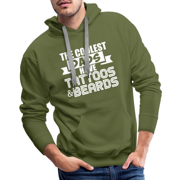 The Coolest Dads Have Tattoos and Beards Men’s Premium Hoodie - olive green