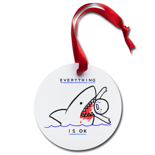 Everything is OK Shark Holiday Ornament - white