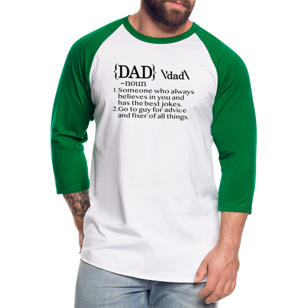 Dad Definition Baseball T-Shirt - white/kelly green