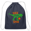 Trick Rawr Treat Dinosaur Halloween Cotton Drawstring Bag - navy
