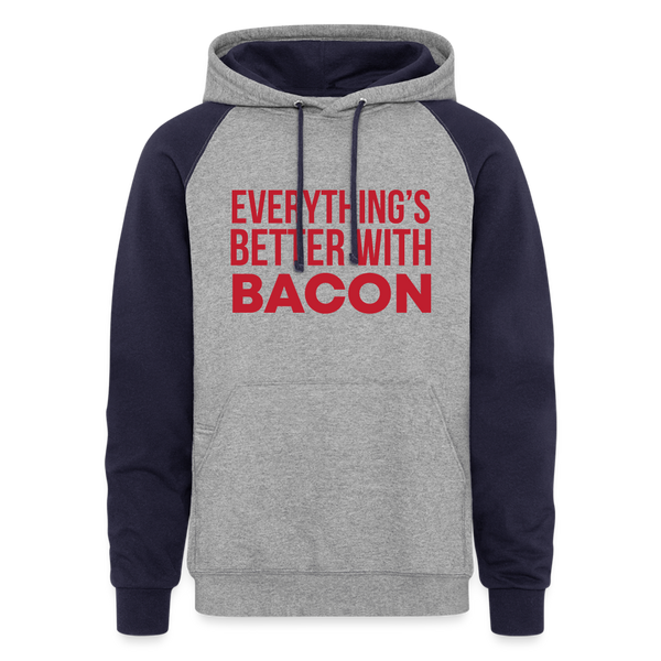 Everythings's Better with Bacon Colorblock Hoodie - heather gray/navy