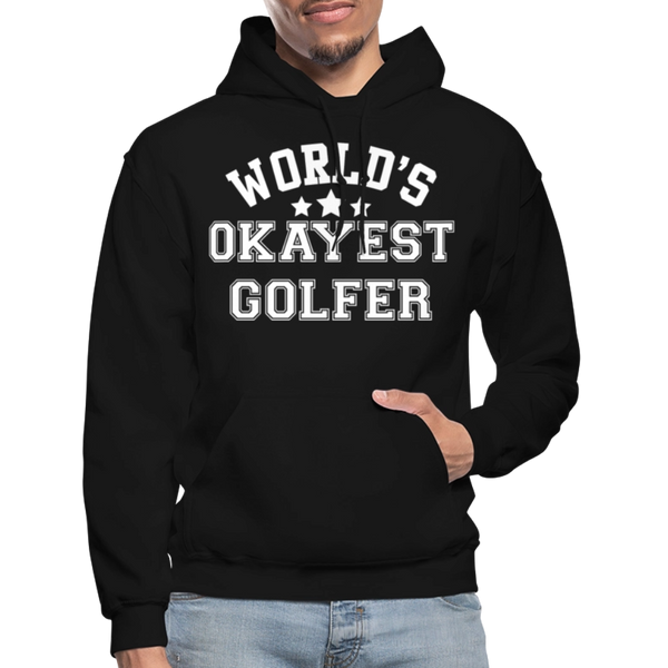 World's Okayest Golfer Gildan Heavy Blend Adult Hoodie - black