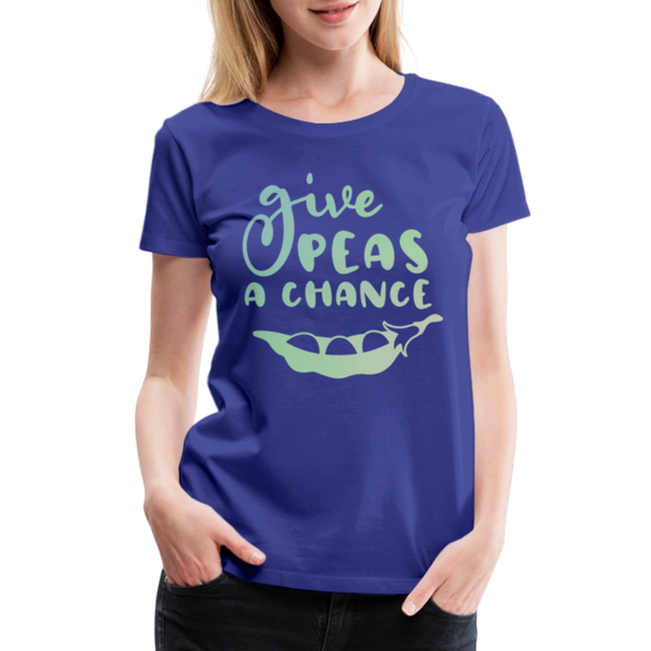 Give Peas a Chance Pun Women’s Premium T-Shirt - royal blue