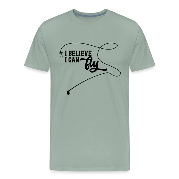 I Believe I Can Fly Fishing Men's Premium T-Shirt - steel green