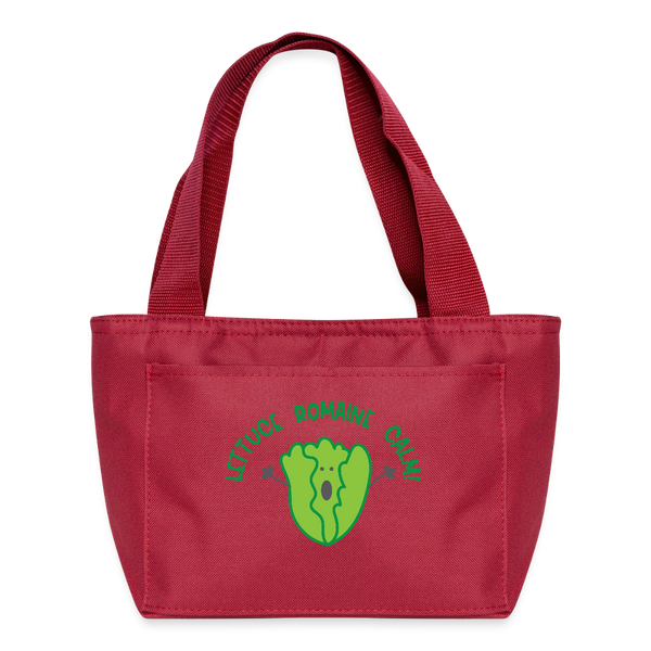 Lettuce Romaine Calm! Salad Food Pun Lunch Bag - red